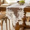 Lace Table Runner with Tassels, Anti-Wrinkle Vintage Table Runner, Decorative Runner with Beaded Flower & Leaf Embroidery for Dining Coffee Table