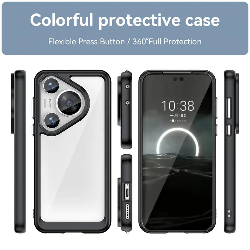 New Transparent Colorful TPU Case for Huawei Pura 70 Pro P70 P60 Protective Cover Clear Fundas Coque Capa Shell
