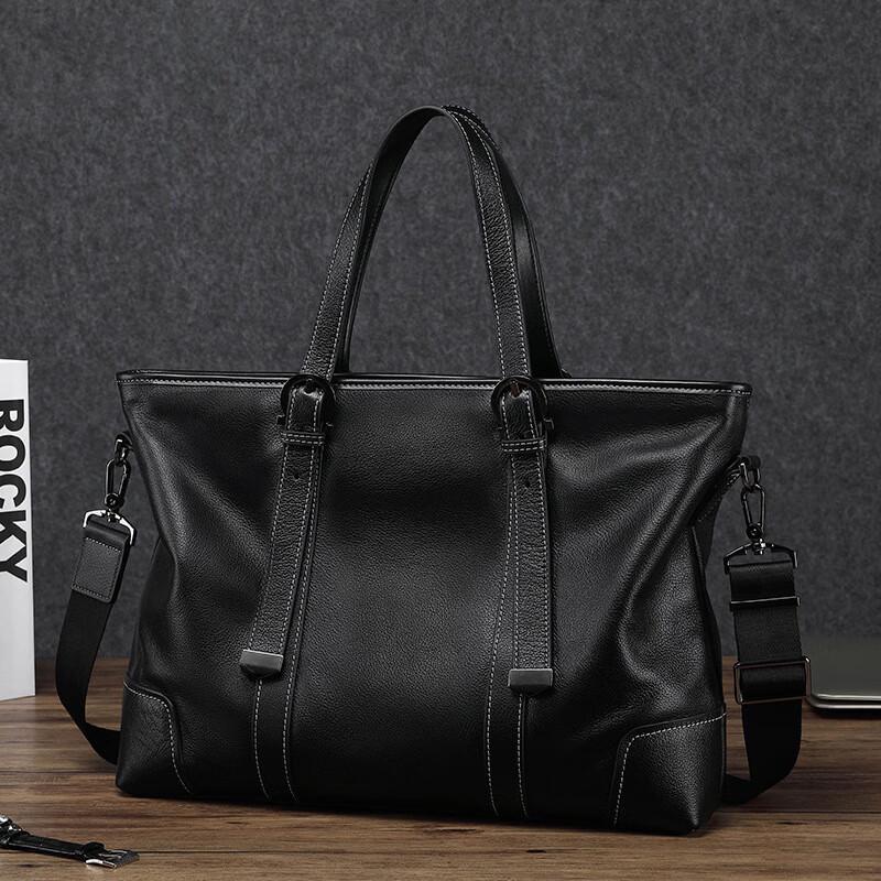 SCHWARZETIENNE Men's Genuine Leather Business Briefcase Handbag