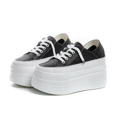 Mode 9CM Echtes Leder Damen Frühling Sommer Schuhe Plateau Sneaker Keilabsatz Hoher Absatz Damen Freizeitschuhe Mode Sneaker Hausschuhe