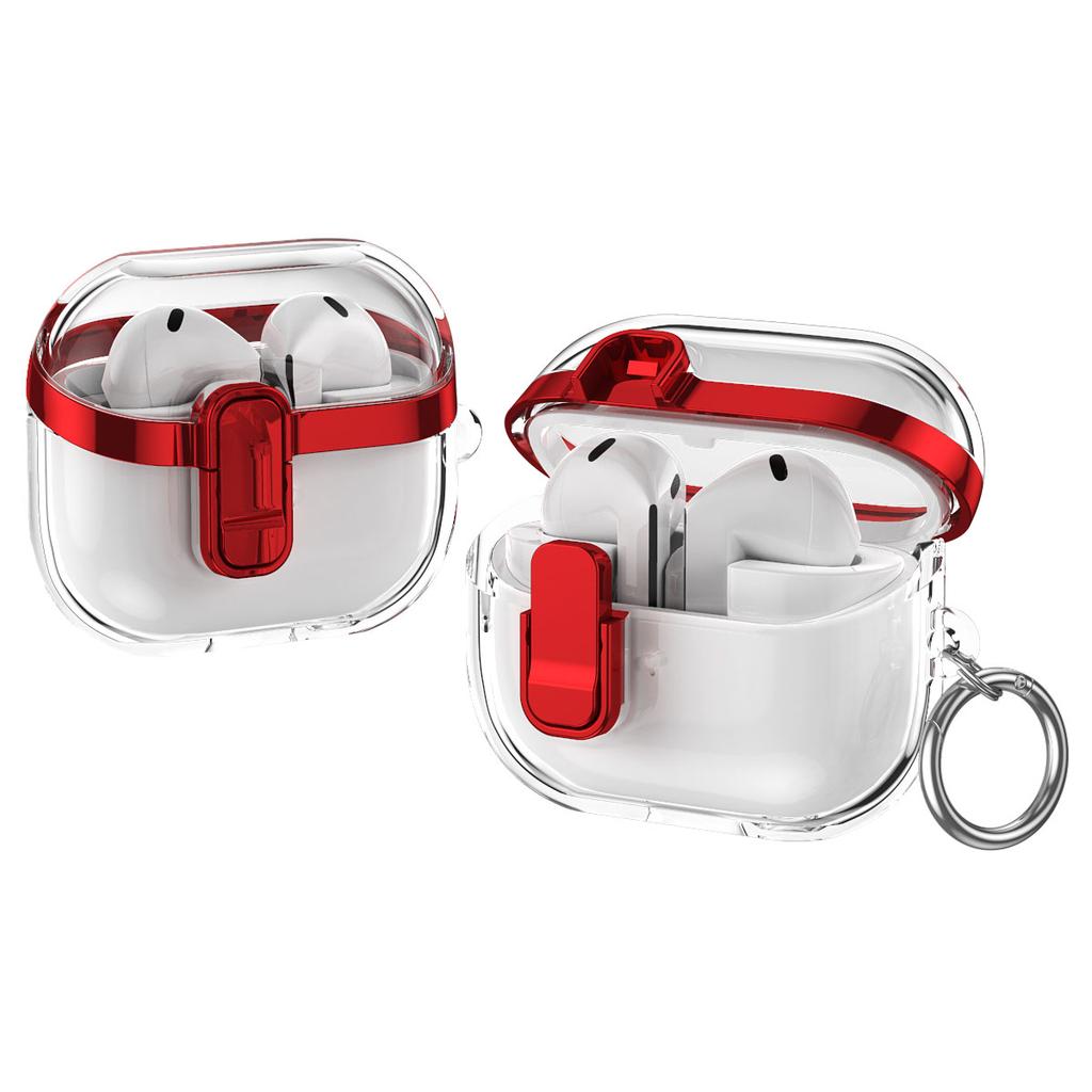 Transparente Hülle für Samsung Galaxy Buds3/Buds3 Pro Galvanisiertes TPU + PC Ohrhörer-Schutz mit Schloss-Schnalle