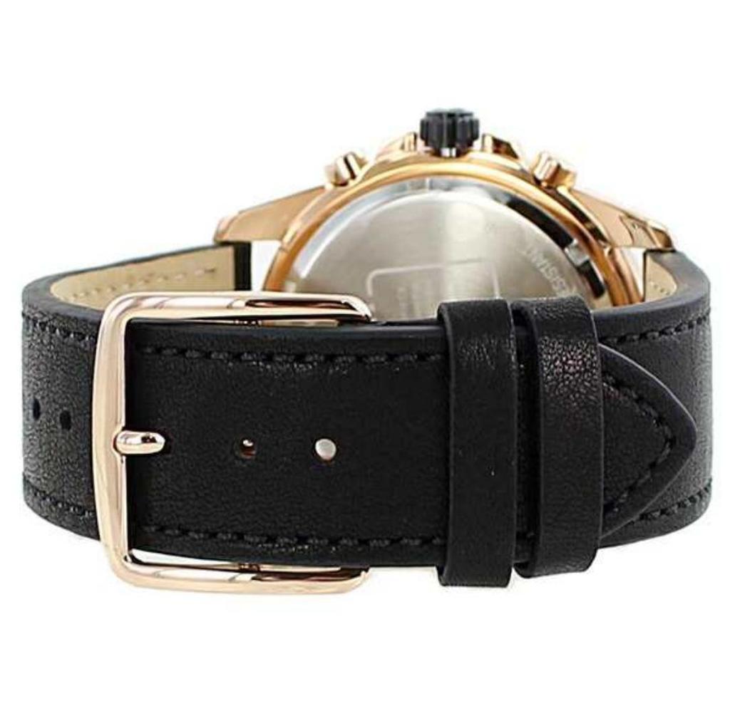 Coach Orologio Cronografo Kent Quadrante Oro Rosa Cinturino in Pelle Nera da Uomo - 14602559