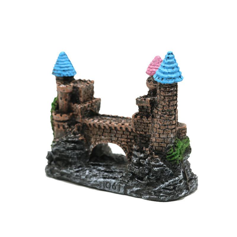 

Мультяшный смоляной замок-аквариум, украшение замка, аквариумная башня для рыб чёрный