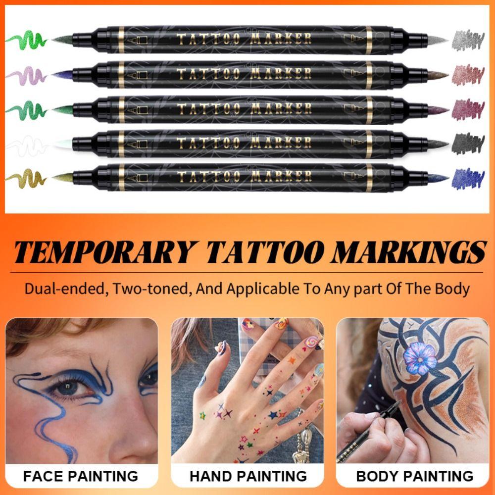 10 Colors Temporary Tattoo Pen Non-Toxic Easy Wash Off Tattoo Marker Pen Water-Based Tattoo Doodle Pen