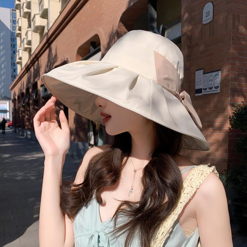 New big edge bucket hat women s foldable dome sun protection hat women s sun protection big eaves face cover outdoor travel sun hat