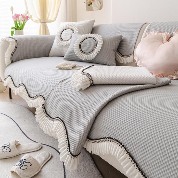 Summer French Special-shaped Sofa Cushion New Cool Feeling Ice Silk High Feeling Summer Seat Cushion Non-slip Cover Cover Cloth