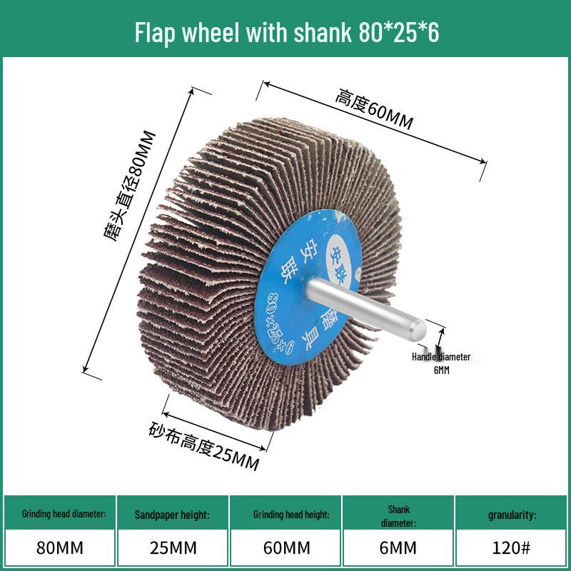 Cone Type Sandpaper Flap Wheel with Extended Shank for Metal and Woodworking