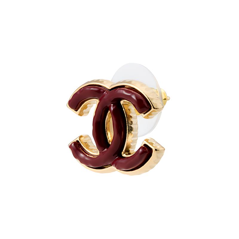 Chanel [23A Мастерская ремесел Новые товары] 23A Смола Металл Классические двойные серьги-кольца Женские Красные