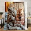 VIKAMA Cartoon Cat Flannel Blanket, Suitable for All Seasons, Soft Cat-patterned Office Nap Blanket and Home Gift Blanket