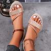 Fashion 2024 Summer Wedge Thick Sole Sandals Fashion New Simple Solid Color One-Line Buckle Strap Platform Sole Women's Sandals