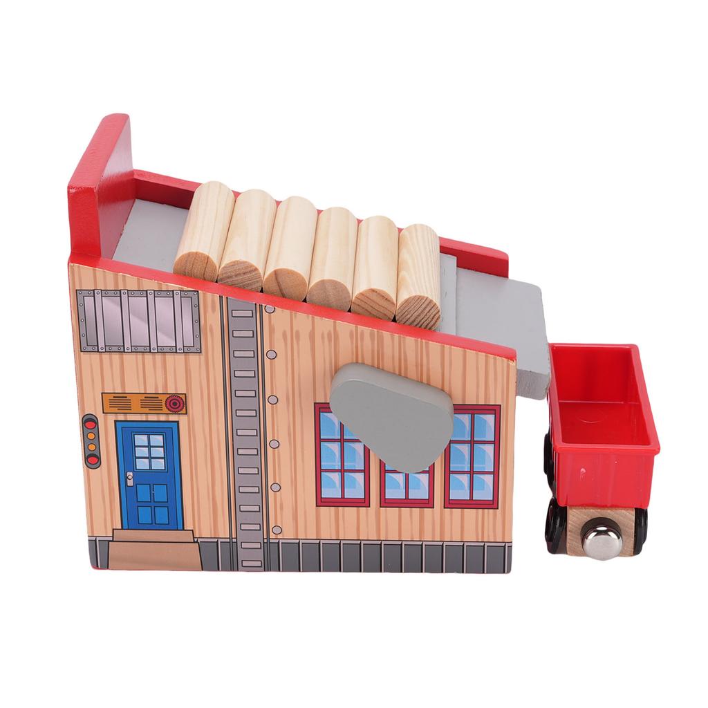 8 Pcs Wooden Train Track Accessories Expandable Wood Railway Toy Scene Accessories for Children