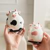 Keramik Kuh Zahnstocherbox Haus Wohnzimmer Hochwertiges Zahnstocherrohr Kreatives Wattestäbchen-Glas Niedliche Zahnseide Aufbewahrungsbox Dekoration