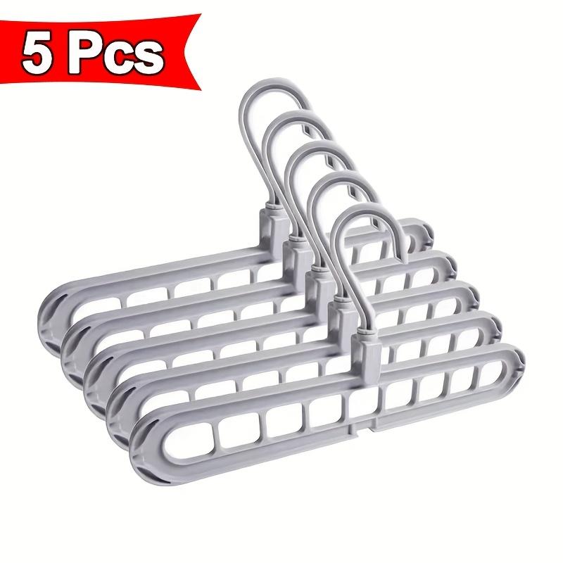 5pcs Heavy-Duty Foldable Plastic Hangers with 9 Holes - Anti-Slip, Space-Saving Closet Organizer for Wardrobe,Multi-Purpose Clothes Hangers