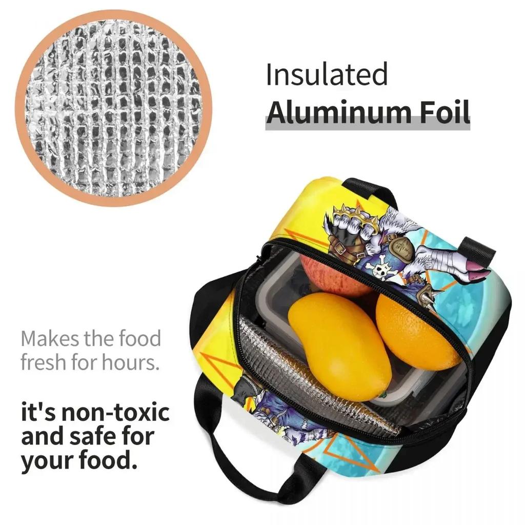 Digimon Weregarurumon Insulated Lunch Bag for Kids School Cooler Thermal Food Box Tote Portable Lunch Boxes Container