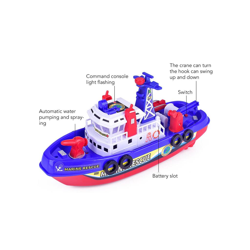 Urhomy Fire Boat Toy, Fountain Toy Ship with Music and Lights, Fireboat Toy, Water Spraying Ship Model, Electric Toy Ship Model, Fire Boat Toy,