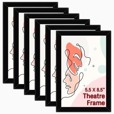 6 Pcs Black Theatre Frame 5.5 X 8.5 Inch Theatre Bill Frame Picture Frame Bulk Wall Mounting Photo Frames Set For Wall Tabletop