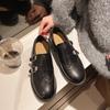 Wear Spring And Autumn British Style Thick Heel Loafers Brock Single Shoes Thick Heel New 2025 Small Leather Shoes Versatile