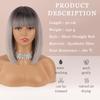 MERISIHAIR Ombre Grey Color Women Fashion Shoulder Length Natural Straight Bob Wig with Bangs Daily Wear Cosplay Synthetic Wig
