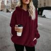 European and American Women's Solid Color Long Sleeve Hooded Fleece Sweatshirt Jacket (2024)
