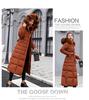 Abbigliamento invernale Donna Ginocchia lunghe Cappotto in cotone con collo in pelliccia grande e spesso sottile