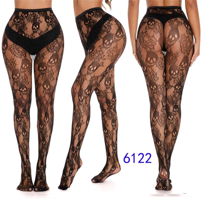 Women Halloween Parties Fishnet Pantyhose Stockings Gothic Vintage Snake Skull Spiderweb Patterned Mesh Tights Clubwear