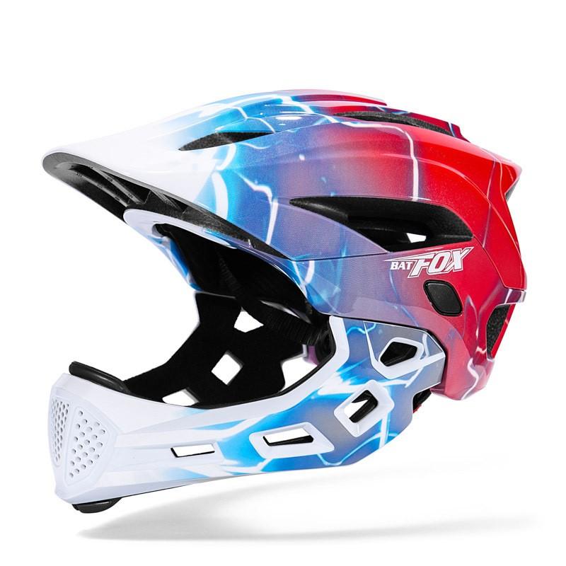 BATFOX Kids Full Face Cycling Helmet Bicycle Skateboarding Safety Gear With EPS PC Shell Small