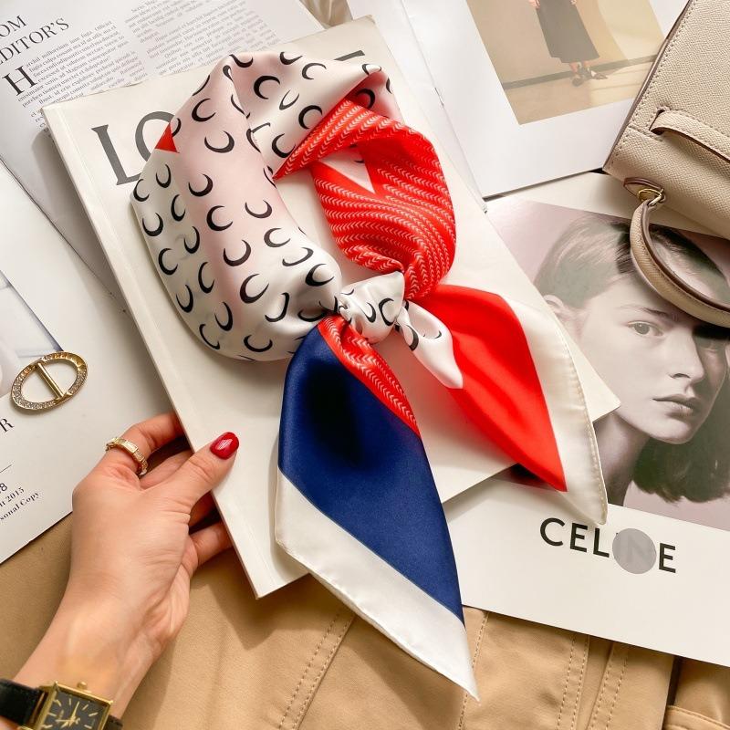 Zhang Ruonan silk scarf women's spring and summer new fashion retro accessories scarf neck high-end small square scarf