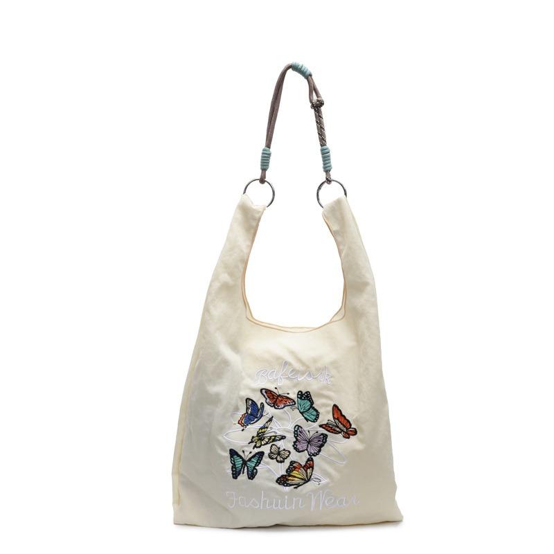 Embroidered shopping bag New eco-friendly bag Commuter fashion versatile tote shoulder women's cloth bag