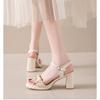Women's Versatile High Heel Sandals 5cm/1.97in /7cm/2.76in Summer Chunky Heel Open Toe Fashionable One Buckle High Heels
