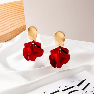 1 Pair Drop Earrings Temperament Elegant Irregular Geometric All-match Decoration Acrylic Shell Women Flower