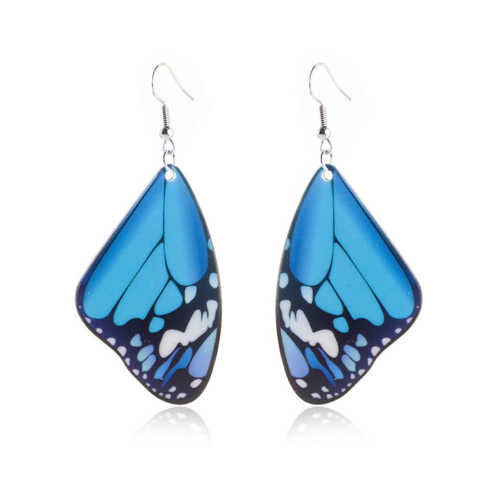 Unique Personality Butterfly Earrings Stainless Steel Hooks Colorful Alloy Design