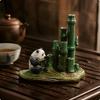 Tea Pet Clay Zhisha Panda Ornament Handcrafted Home Decor Eating Bamboo