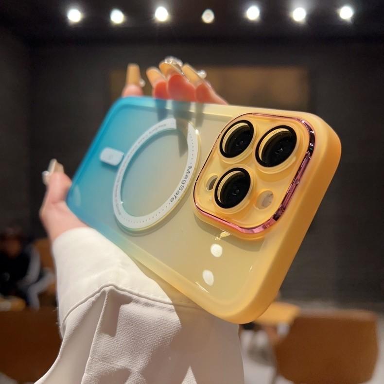 Gradient silicone magnetic attachment is suitable for iPhone 17 Pro cases, iPhone 16 full-coverage lens film, TPU transparent soft case