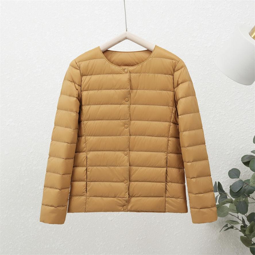 Lightweight and Warm White Duck Down Coat for Women, Simple and Stylish Outerwear