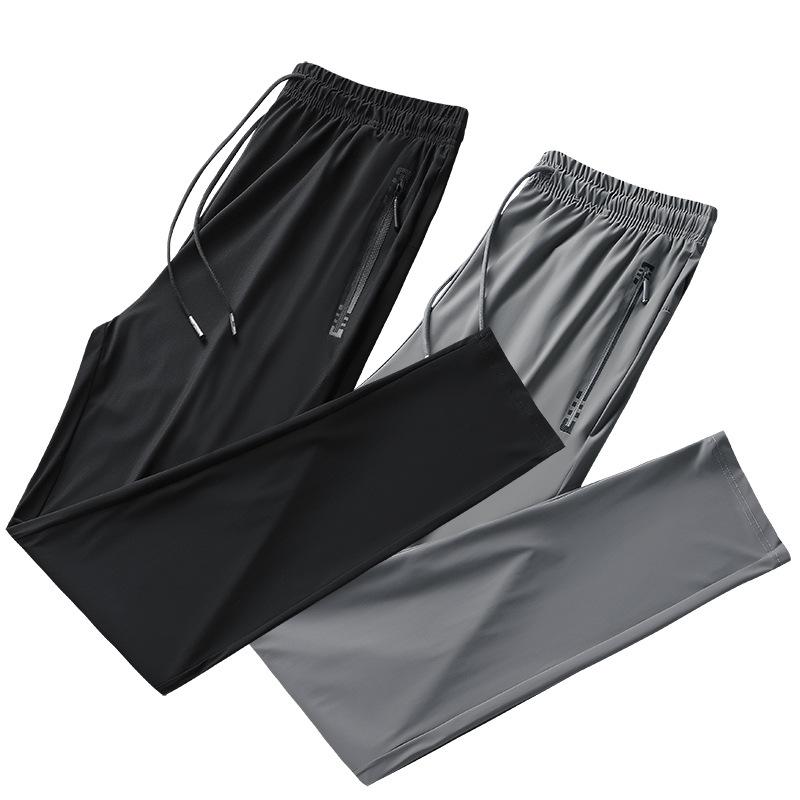 Calças Casuais de Verão Leves de Seda Gelo Masculinas S-6XL – Elásticas, Grandes, Ajuste Solto