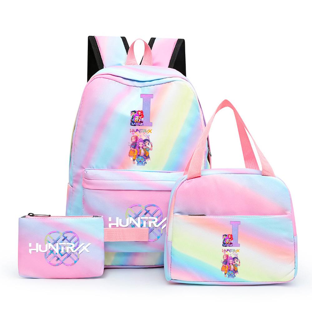 3Pcs/set Anime Cartoon A-Z Letter Printed Backpack with Shoulder Bag Pengcil Case for Teenager Girl Boy Back To School Bookbag