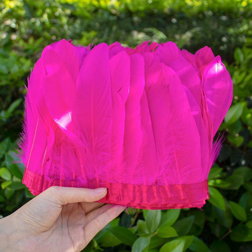 2 Meter Natural Dyed Goose Feather Trim Fringe Ribbon for Wedding Decor Costume Accessories DIY Crafts Gift Wrapping Supplies