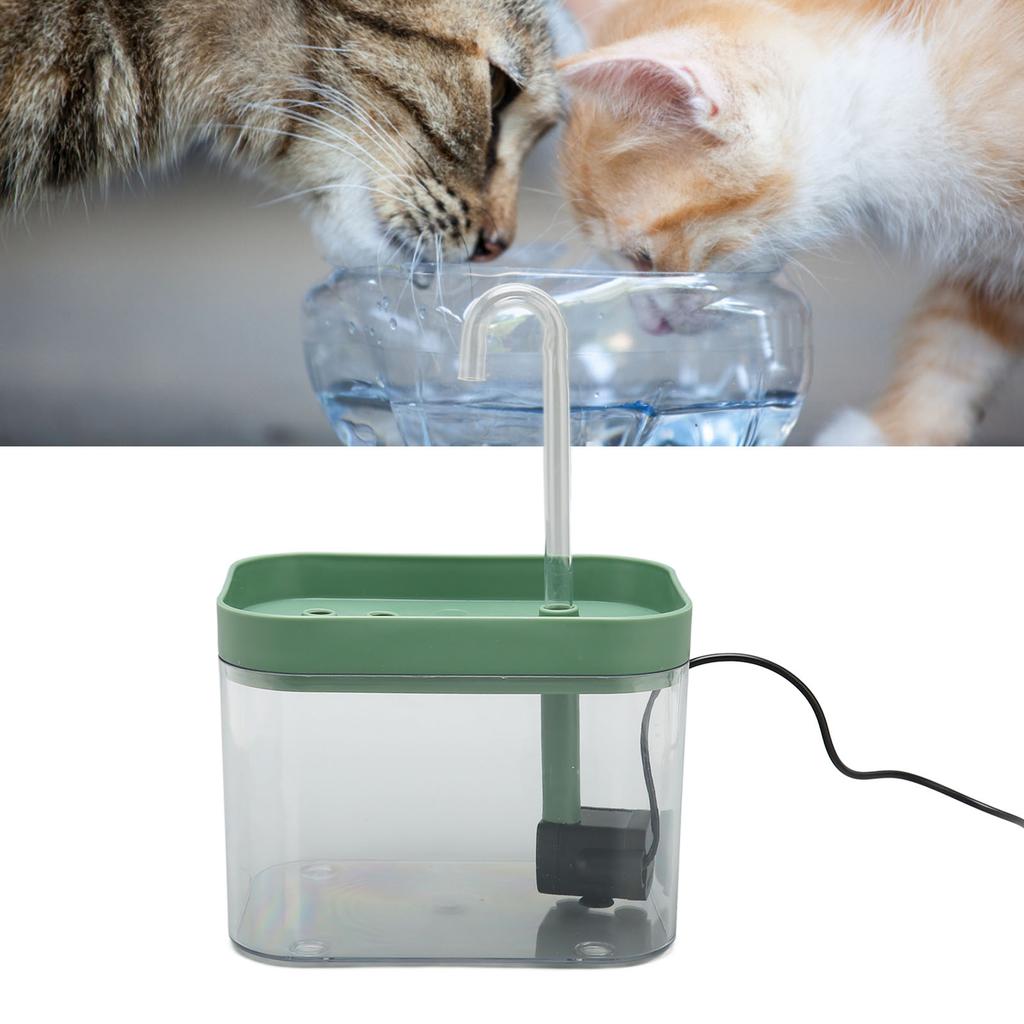 Cat Water Fountain Automatic Quiet USB Powered Transparent Pet Water Dispenser with Elbow Tube 1.5L