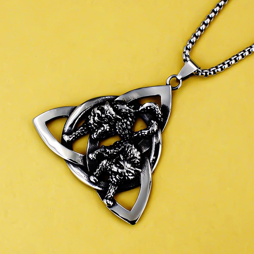 Antique Titanium Steel Viking Cross Necklace For Men Fade Resistant Pendant Jewelry