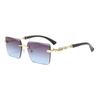 Square frameless sunglasses men's European and American trends leopard head zinc alloy fashion glasses sunglasses spot