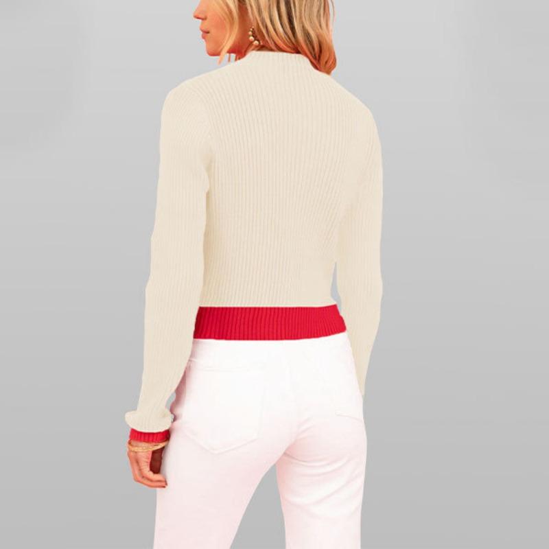 

Женский осенне-зимний свитер с высоким воротом и цветными блоками, тонкий трикотажный свитер XL абрикосовый