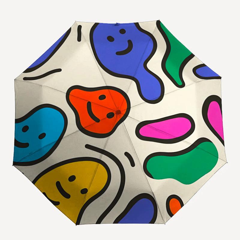 

1pc Colorful ghost Automatic Folding Umbrella, 8-Rib Sturdy Canopy, Portable Travel Umbrella for Outdoor Use