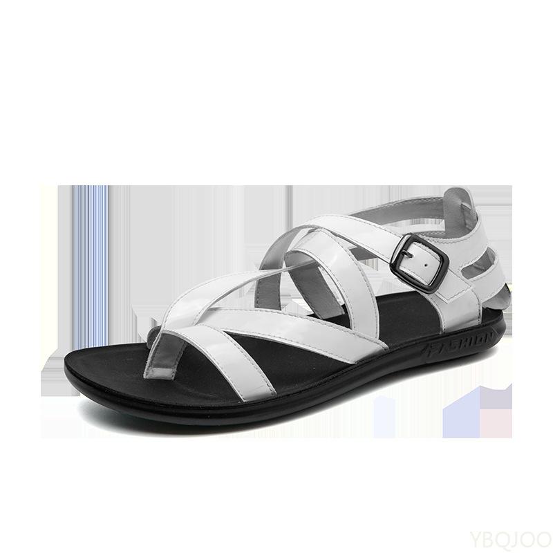 Moda 2025 Sandali Romani con Cinturino Incrociato Scarpe Outdoor Guida Vera Pelle Sandali Uomo Tinta Unita Estate Casual Scarpe da Spiaggia Homme Zapatos
