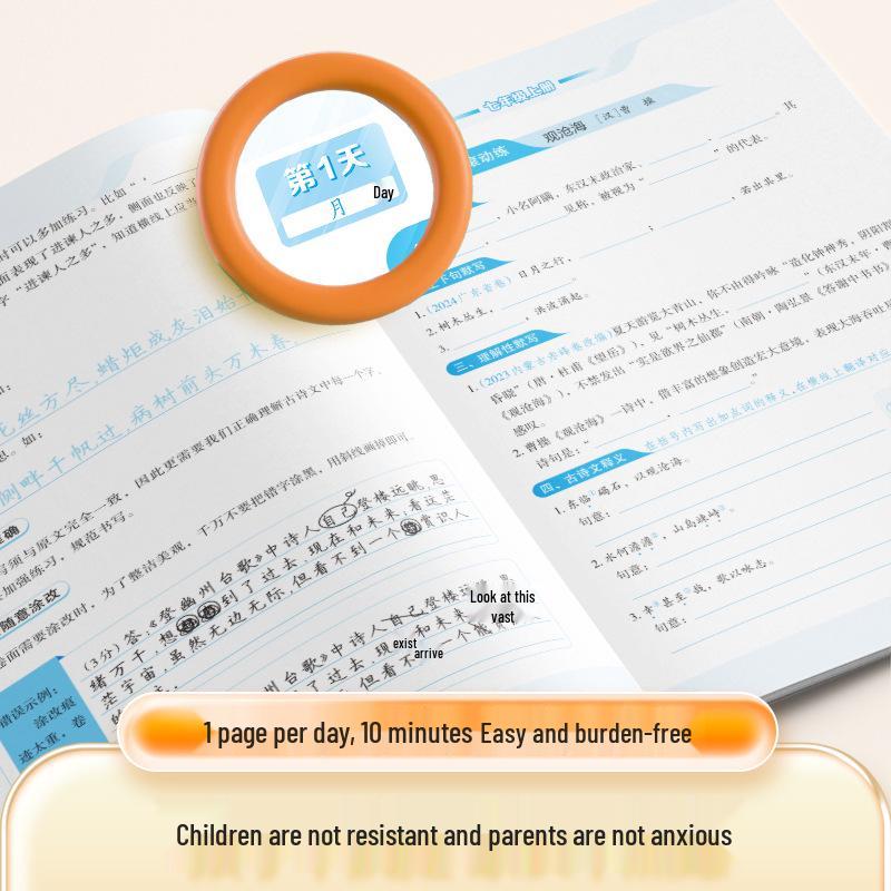 Pre-Owned Classical Chinese Poetry & Prose Study Guide with Dictation Exams for Grades 7-9