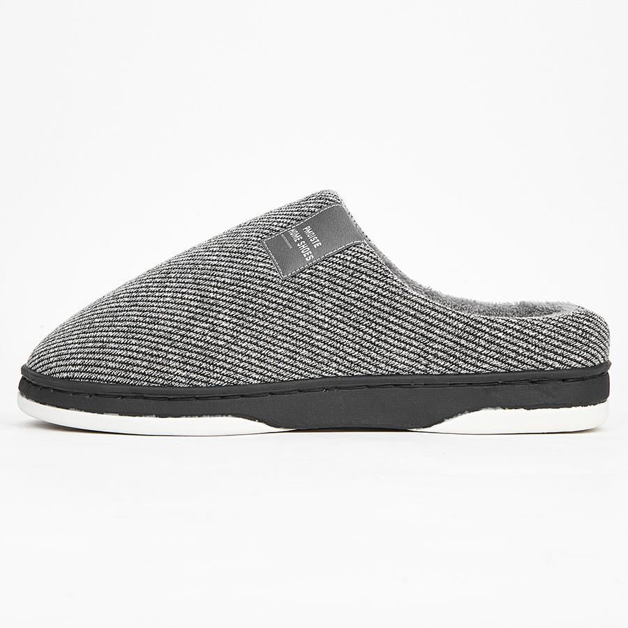 Men's Home Slippers 2024 Winter Warm Fuzzy Lined Male House Shoes Stripe Soft Memory Foam Non-slip Indoor Slipper Man Plus Size