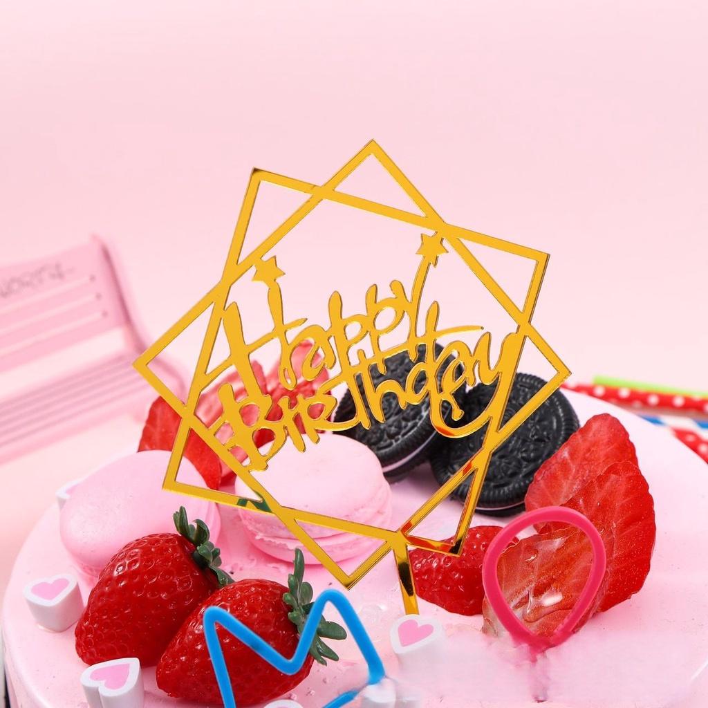 

Acrylic Cake Inserts, Golden Glitter Cake Topper, Happy Birthday Letter Inserts Card, Birthday Party Cake Decor, Baking Supplies