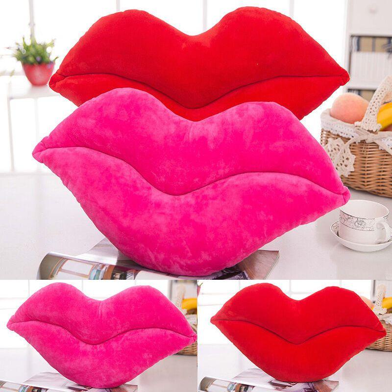 Luxuriös weiches rotes Lippenförmiges Plüschkissen Ideal für Komfort und Geschenke