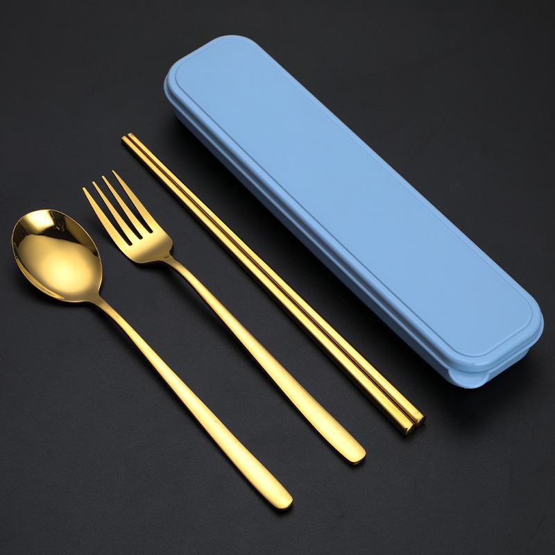Korean Style Stainless Steel Cutlery Gift Set - Knife, Fork, Spoon, Straw