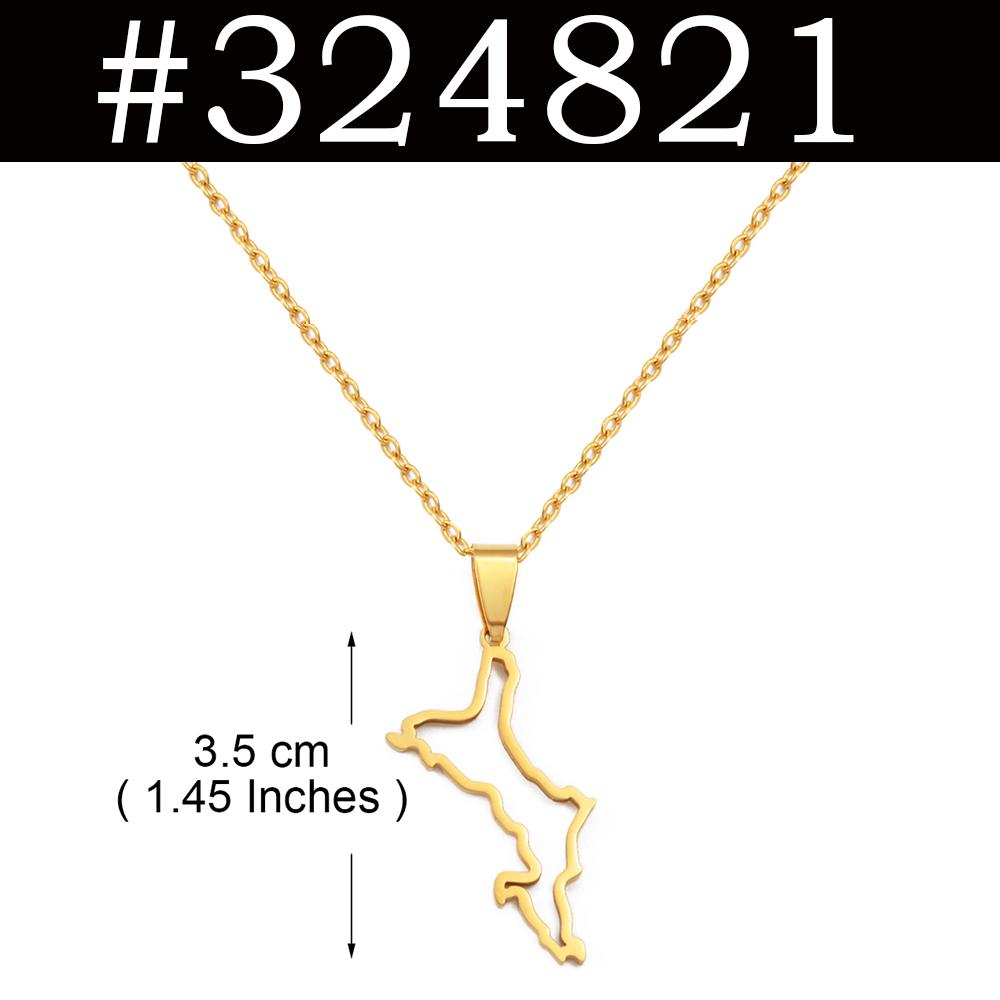 1 Stück Seychellen Karte Anhänger Halsketten Mahe Edelstahl für Damen Mutter Schmuck #572062