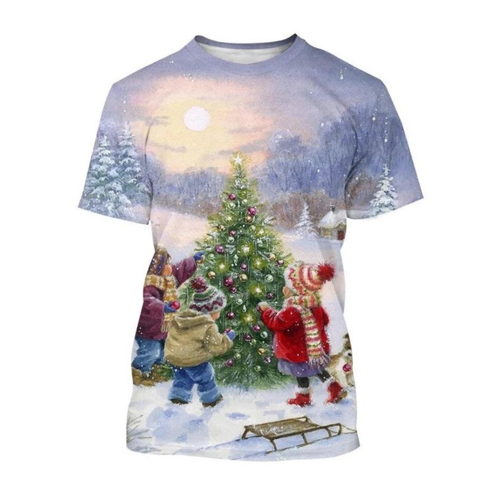 

Нейтральная рождественская одежда, новая модная елка, креативная 3D цифровая печать, детская футболка с коротким рукавом в уличном стиле 3XL